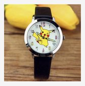 Pokemon horloge met zwart lederlook bandje, Pikachu horloge Watch