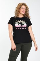 Paprika Dames T-shirt met opdruk Bucking Cowboy - T-shirt - Maat 50