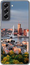 Geschikt voor Samsung Galaxy S21 FE hoesje - Rotterdam - Skyline - Boom - Siliconen Telefoonhoesje