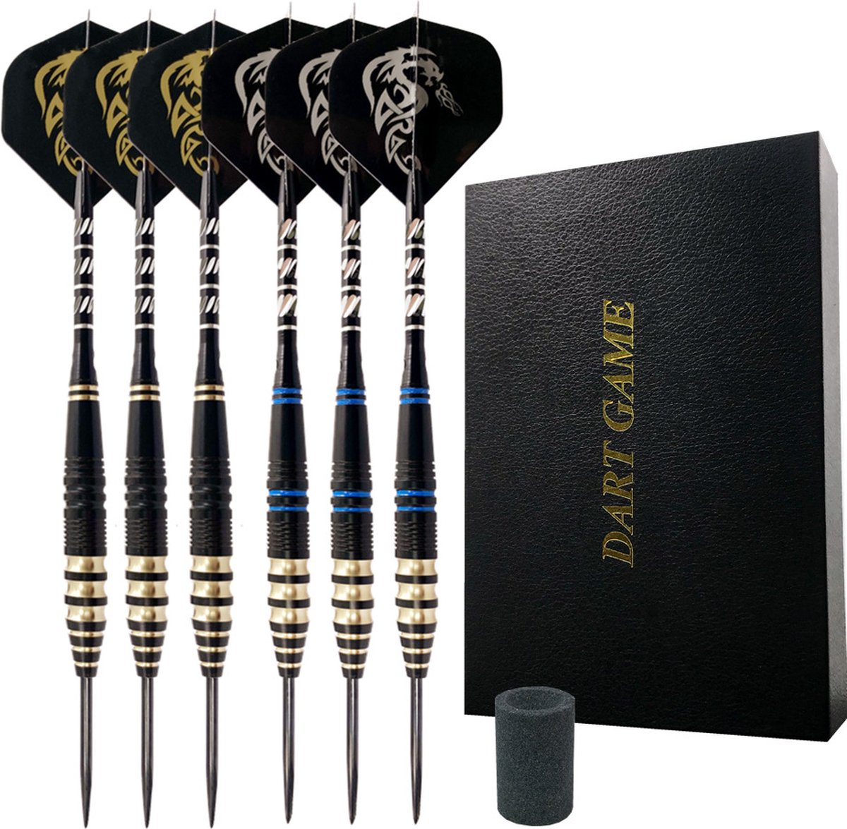 Dart pijlen set 6 stuks - DT06 - 23 gram steeltip darts - Met dart box - pijlenslijper en flights
