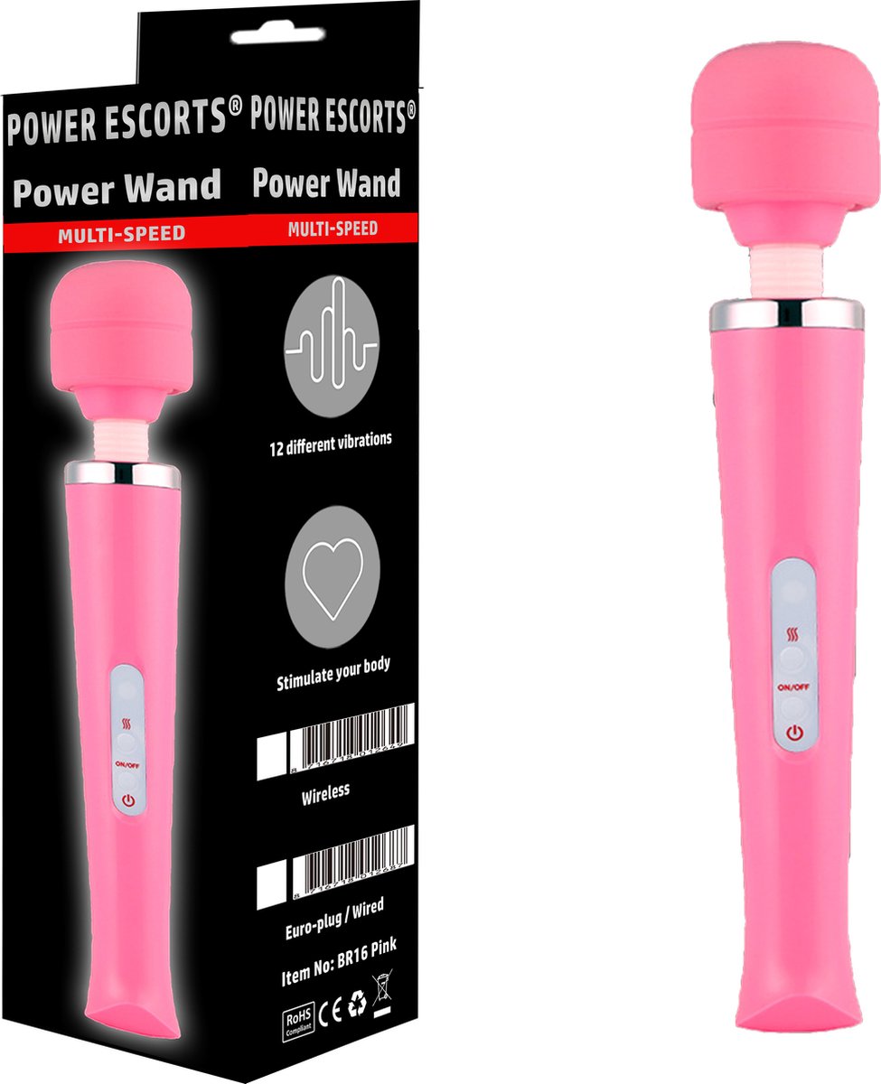 Goedkoopste super stijlvolle - Power Escorts - Power Wand - Body Wand Massager - 12 Speed - groot Formaat 32 cm - Oplaadbaar - Speeltje voor Vrouwen - Flexibele Kop - Trendy Design - BR16 - Roze - gave Cadeaubox - Waterbestendig - Massagestaaf