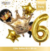 Cijfer Ballon 6 * Snoes * Black & Gold Thema * Prinsen & Prinsessen * Crown * Kroon * Royal Celebration * Verjaardag Decoratie Ballonnen Pakket * Boeket Ballonnen * Nummer Ballon 6