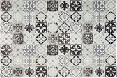 OZAIA Tapijt van vinyl met vloertegelmotief MOSAÏ - 120 x 180 cm - Zwart en wit L 180 cm x H 0.15 cm x D 120 cm