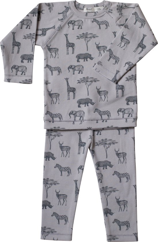 Snoozebaby Organische Pyjama Safari Grey - maat 74/80 | bol.com