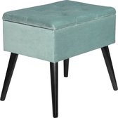 Kamyra® Grote Poef met Opbergruimte - Hocker, Poef, Opbergpoef - Stevig, Stijlvol & Comfortabel - 50x35x45 cm - Turquoise