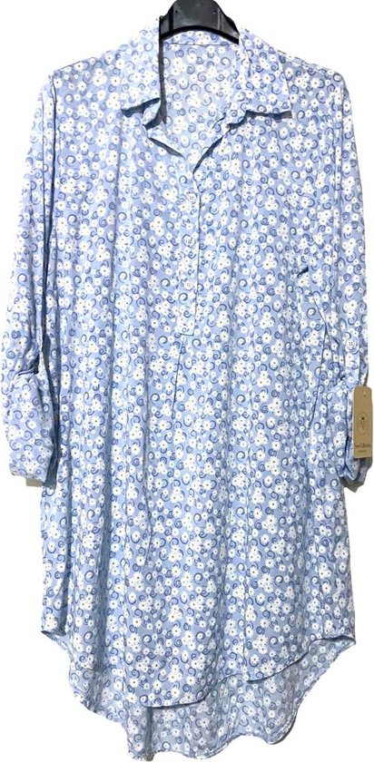 Robe chemise - Imprimé floral - Manches longues - Blauw - Taille unique ( S-XL)