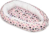 Baby nestje - wit roze - driehoeken - met uitneembaar matras