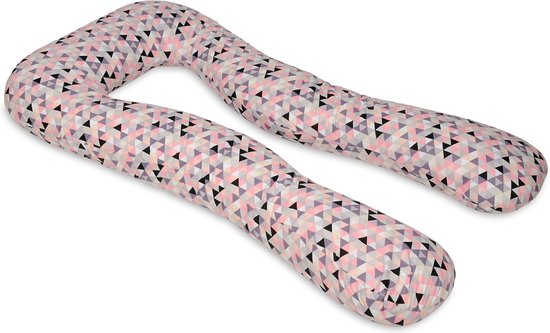 Voedingskussen - Zwangerschapskussen - 300 cm - 100% katoen - roze driehoeken
