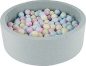 Ballenbad rond - grijs - 90x30 cm - met 450 pastel ballen