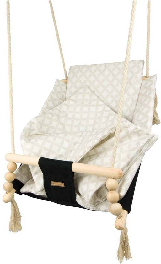 Babyschommel - voor binnen - zwart crème met diamant - tot 20 kg van La Marzocco Junior — afbeelding 4