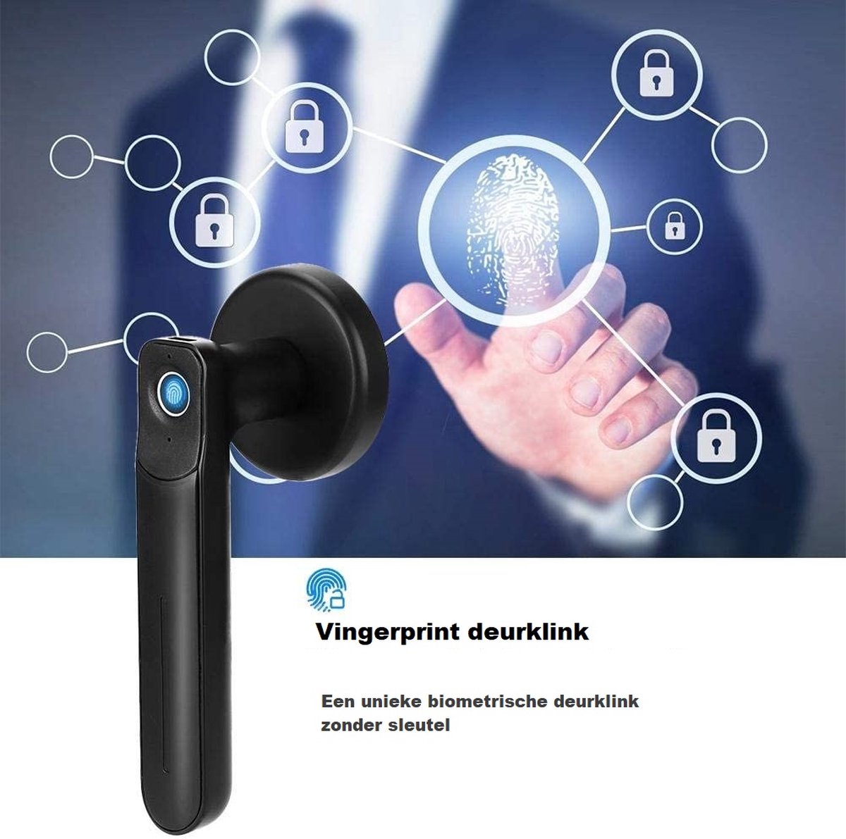 Keyless Entry Smart Door Lock,Smart WiFi App Key Biometrische Vingerafdruk Unlock Keyless Entry Deurslot Veilige Voordeur Handvat, IC Card, Anti-peep Code, voor Home Office Appartement Garage School