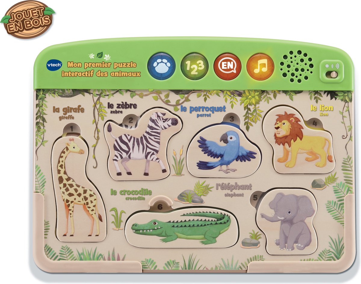 VTECH BABY - Mijn eerste interactieve dierenpuzzel - FSC houten speelgoed