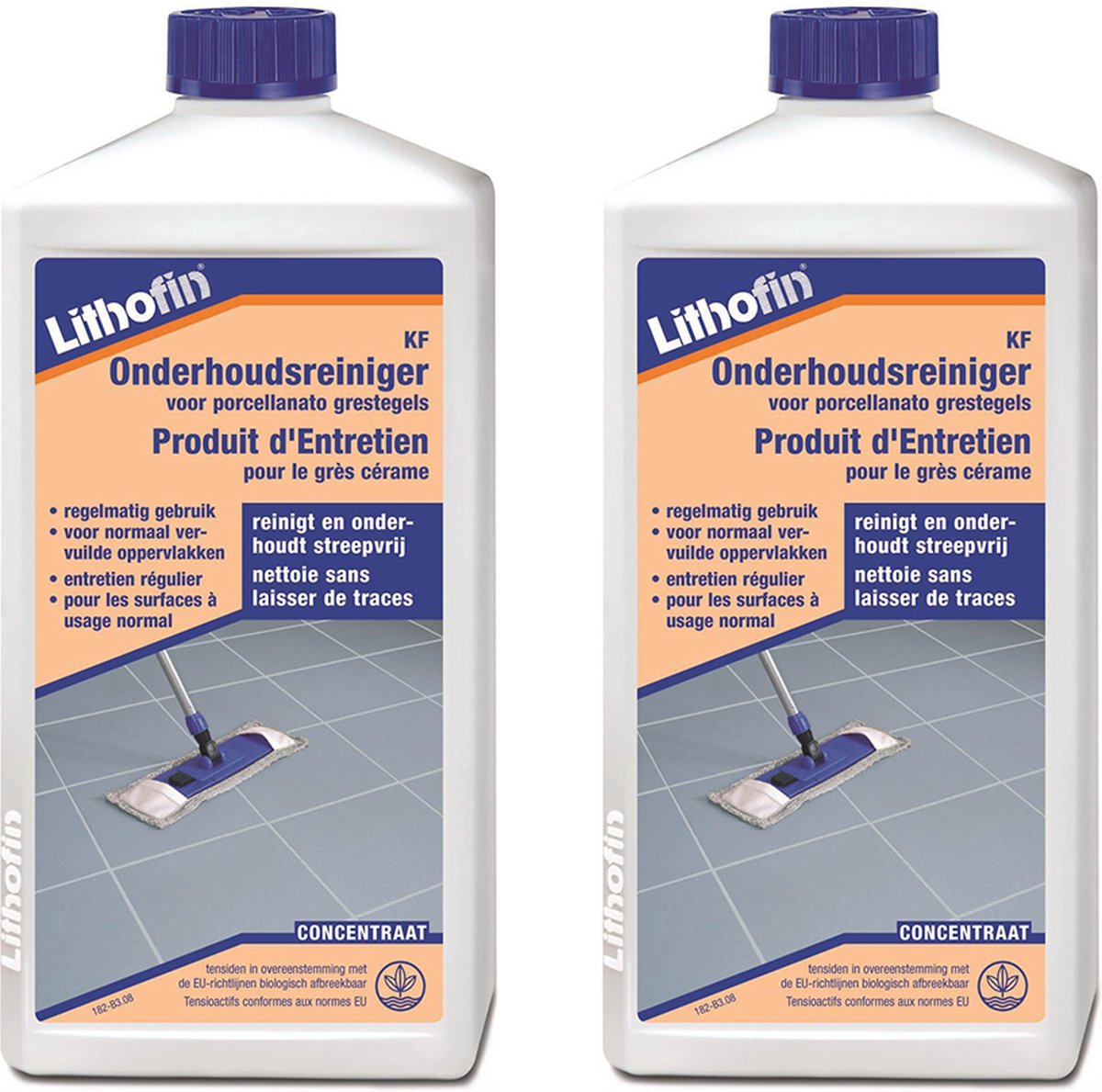Lithofin - KF Onderhoudsreiniger - Onderhoud volkeramisch KERAMISCHE TEGELS - 2L - Voordeelpack