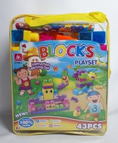 Bouwblokken - In Tas - Grote Blokken - 43 Delig - Felle Kleuren - Kinderen vanaf 3 Jaar - Kunststof - Cadeau Tip !!