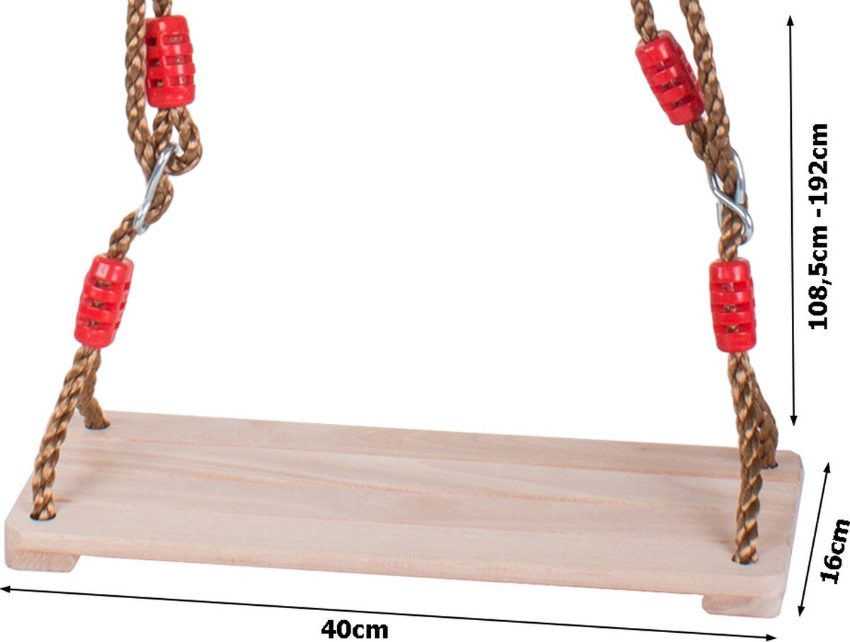 Tuinschommel voor kinderen / kinderschommel 40 x 16 cm - Speelgoedschommel met touwen - MAX 100kg - Afmeting schommel 40 x 16cm — afbeelding 4