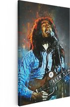 Artaza Canvas Schilderij Bob Marley met zijn Gitaar - 20x30 - Klein - Foto Op Canvas - Canvas Print