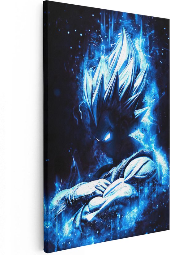 Artaza Canvas Schilderij Anime Karakter Vegeta in het Blauw uit Dragon Ball - 20x30 - Klein - Foto Op Canvas - Canvas Print