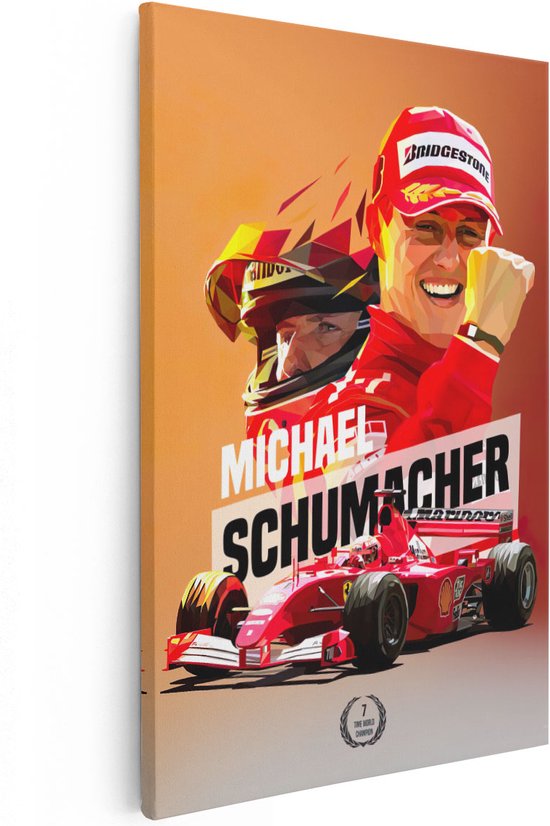 Artaza Canvas Schilderij Michael Schumacher bij Ferrari F1 - 60x90 - Foto Op Canvas - Wanddecoratie