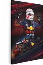 Artaza Canvas Schilderij Max Verstappen bij Red Bull Racing F1 - Formule 1 - 20x30 - Klein - Wanddecoratie Slaapkamer - Muurdecoratie