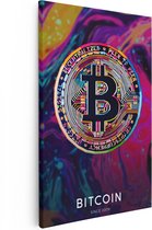 Artaza Canvas Schilderij Cryptomunt Bitcoin - 40x60 - Poster Foto op Canvas - Canvas Print
