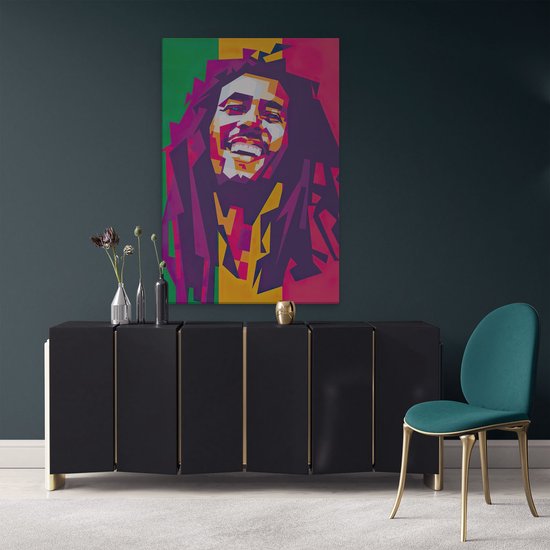 Artaza - Peinture sur Canevas - Bob Marley avec des couleurs Rastafari - 80x120 - Petit - Photo sur Toile - Impression sur Toile