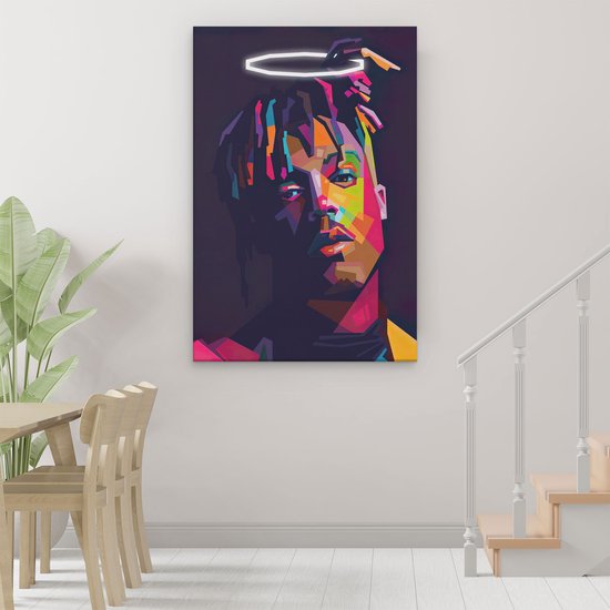 Artaza - Peinture sur Canevas - Juice wrld en style abstrait - 80x120 - Petit - Photo sur Toile - Impression sur Toile