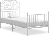 Bedframe metaal en multiplex wit 100x200 cm