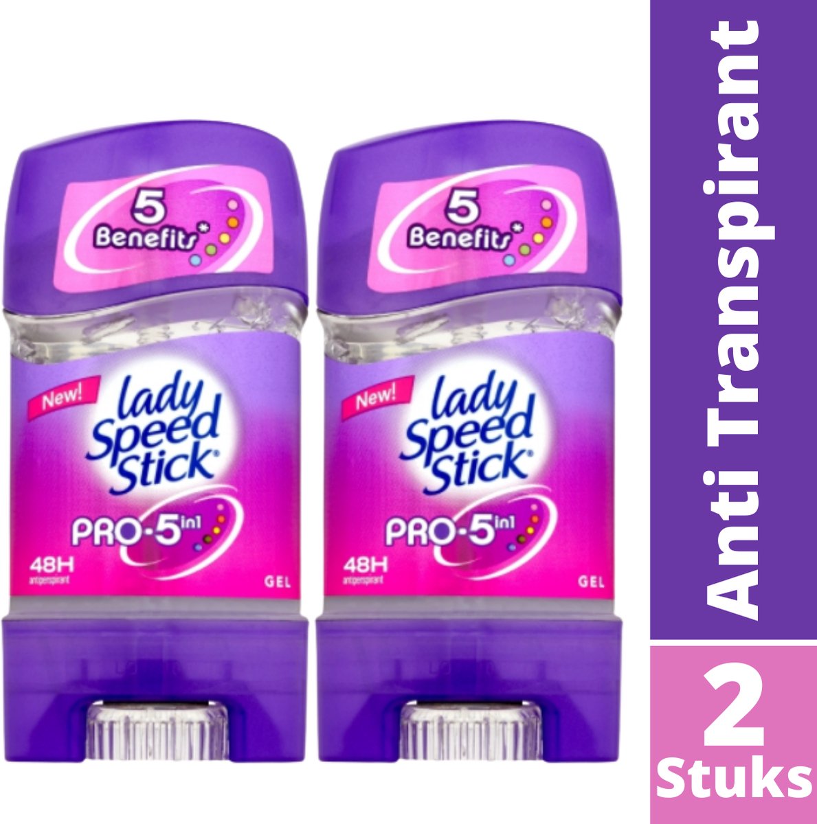 Lady Speed Stick Pro 5 in 1 Deodorant Vrouw Gel - 48h Effectieve Vijfvoudige Bescherming Deodorants - Anti Transpirant - Ruik Onweerstaanbaar en Voel je Top - Deodorant Vrouw Voordeelverpakking - 2 Stuks