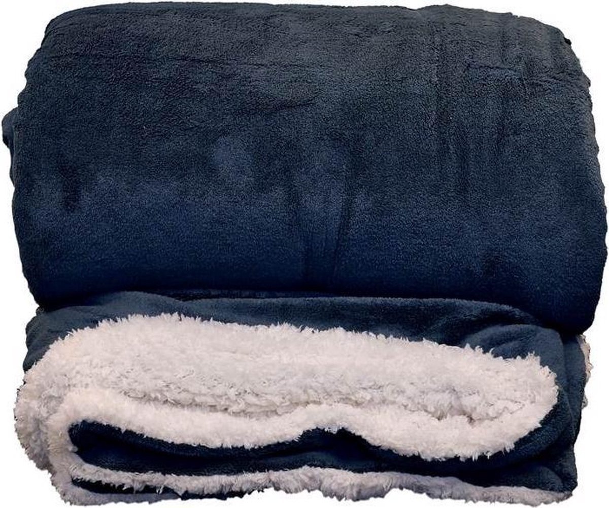 Unique Living D- Unique Living | Lars XL plaid 220x240cm dark blue