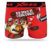 Boxershort / heren fun trunk - rood - Beaver Hunting - maat Small