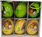 Paasdecoratie eieren set van 6 stuks