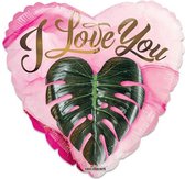 LuxuryLiving - Valentijn folieballon - I Love You - 46 cm - Roze/goud/groen