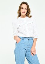 LOLALIZA Blouse met ruches en bloemen - Ecru - Maat 44