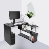 Verstelbare hoek computer bureau-met boekenplanken -wit