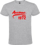 Grijs T shirt met "Awesome sinds 1972" print Rood size XXXL