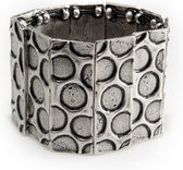 T&K Armband "Dotted" - Chunky met elastiek - Origineel ontwerp - Hoogwaardig Verzilverd – Anti allergisch
