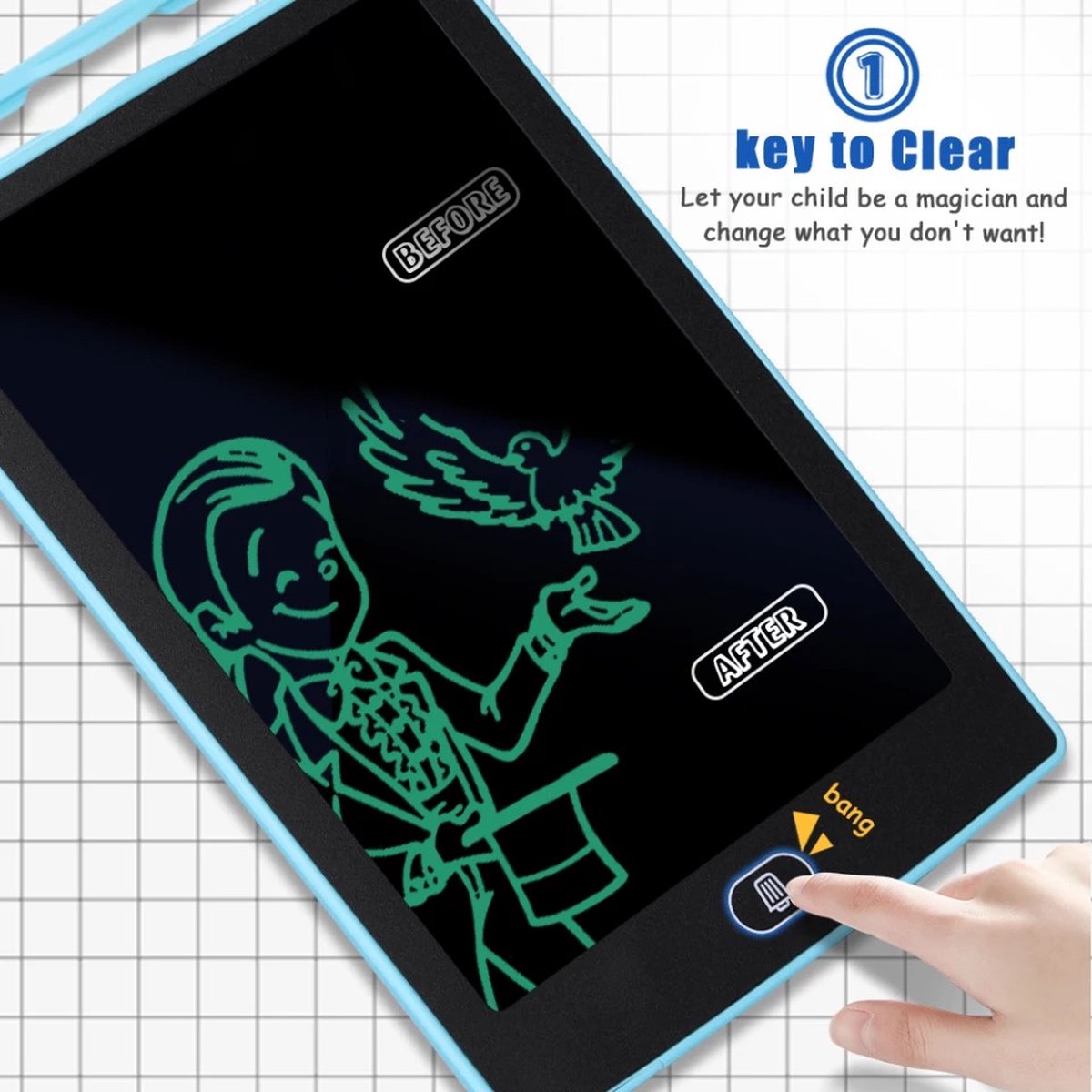 Tekentablet kinderen - Blauw - 10" LCD tekenbord voor kinderen - éénkleurig scherm - Educatief speelgoed