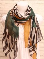 Lange Dunne Dames Sjaal - Zebraprint - Groen - 180 x 80 cm (3#)