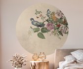 Behangcirkel 80cm Blooming birds creme - Wallz