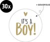 30x Sluitsticker It's a Boy! | Goudfolie | 40 mm | Geboorte Sticker | Sluitzegel | Sticker Geboortekaart | Baby nieuws | Zwangerschap | Luxe Sluitzegel