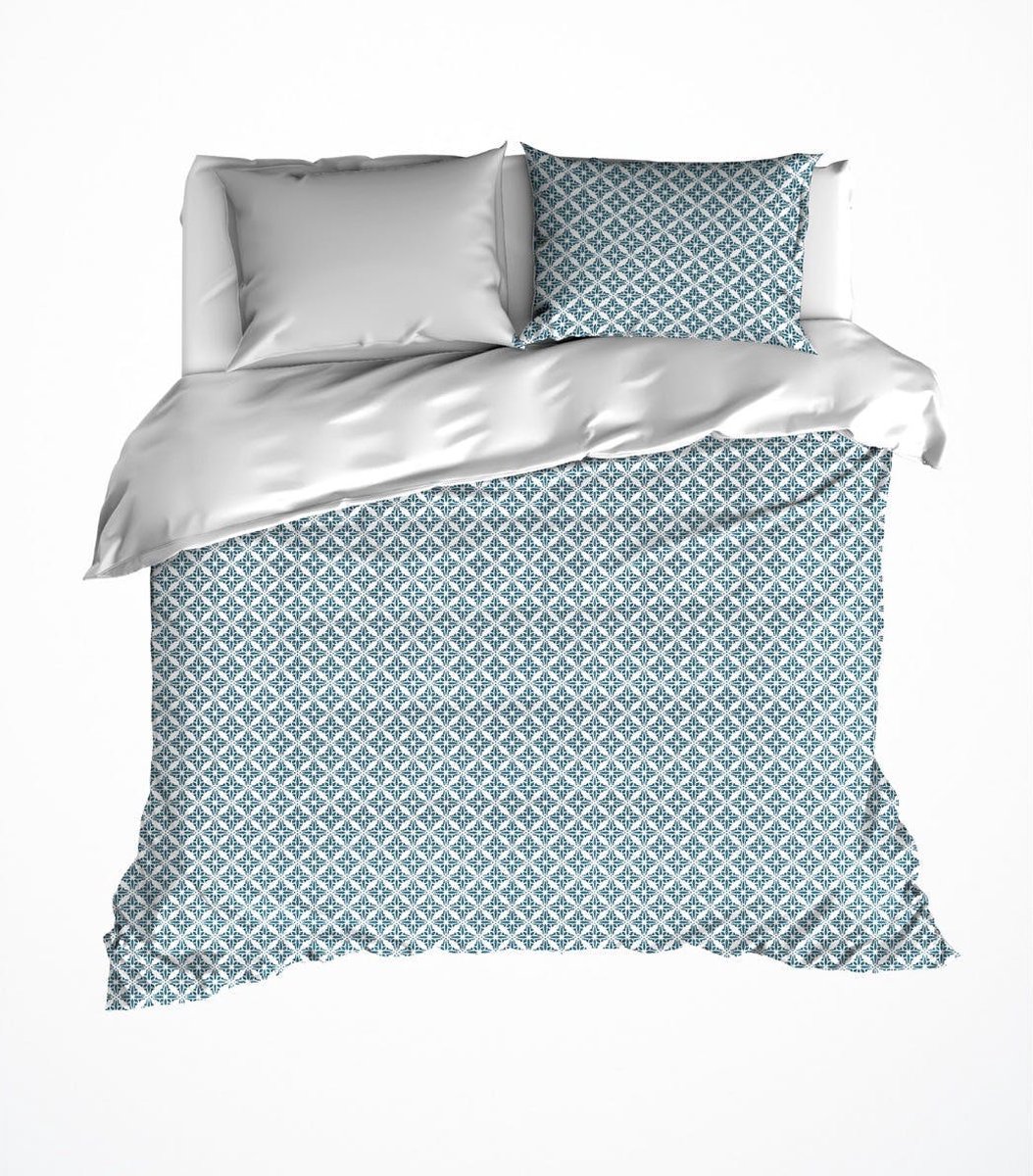 De Witte Lietaer Dekbedovertrek Katoen Satijn Azulejos - Lits Jumeaux - 240 x 220 cm - Blauw