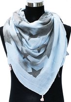Vierkante Sjaal met sterren kleur blauw/grijs