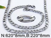 RVS set ketting met armband figaro schakel 3902