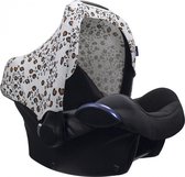 LuxuryLiving - Zonnekap autostoel - Little Leopard - UPF50+ katoen - groep 0+ - Universeel - Crème - maxi cosi