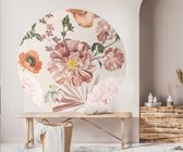 Behangcirkel 125cm Bloemen patroon roze XL - Wallz