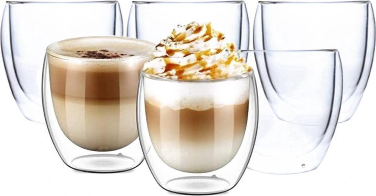6 Dubbelwandige Glazen - Set Van 6-Latte Macchiato Espresso Koffieglazen-Koffiekopjes/Theeglazen-Koffieglas-6 x 250 ml