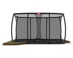 BERG Ultim Champion FlatGround 500 Trampoline - Rechthoekig - Safety Net Deluxe XL - AirFlow Pro Springdoek - TwinSpring - Grijs
