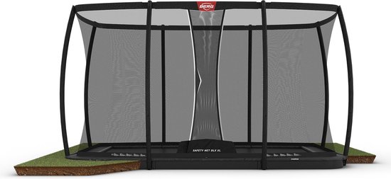 BERG Ultim Champion FlatGround 500 Trampoline - Rechthoekig - Safety Net Deluxe XL - AirFlow Pro Springdoek - TwinSpring - Grijs