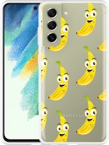 Hoesje Geschikt voor Samsung Galaxy S21 FE Happy Banaan