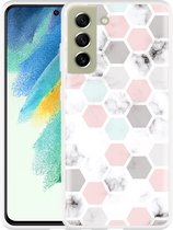 Hoesje Geschikt voor Samsung Galaxy S21 FE Marmer Honeycomb